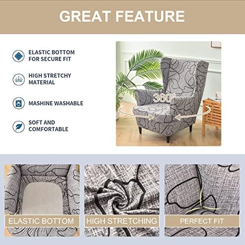 Eco-Ancheng 2 Piece Wingback Chair Slipcover Set