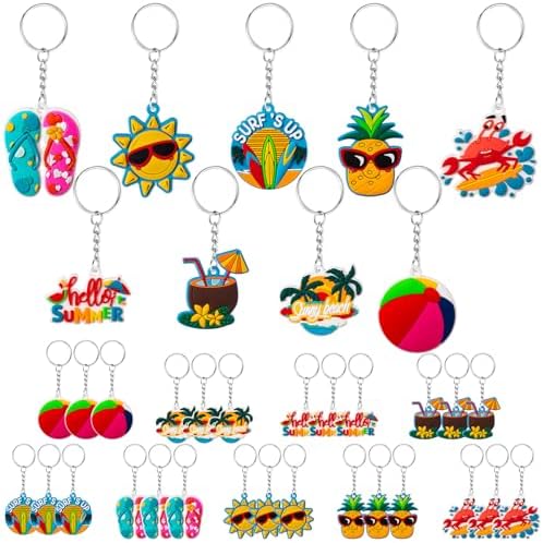 Remuuly 36 Pcs Tropical Keychain Set for Party Favors