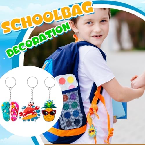 Remuuly 36 Pcs Tropical Keychain Set for Party Favors