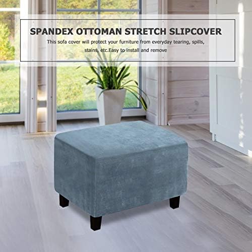MIFXIN Velvet Ottoman Slipcover with Elastic Bottom 1
