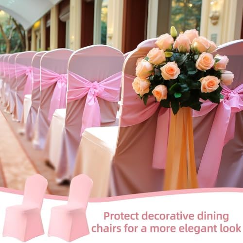 Yahpetes Pink Polyester Spandex Chair Covers 2 Pcs