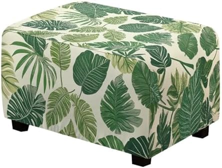 Talayituse Tropical Monstera Palm Leaf Print Ottoman Slipcover