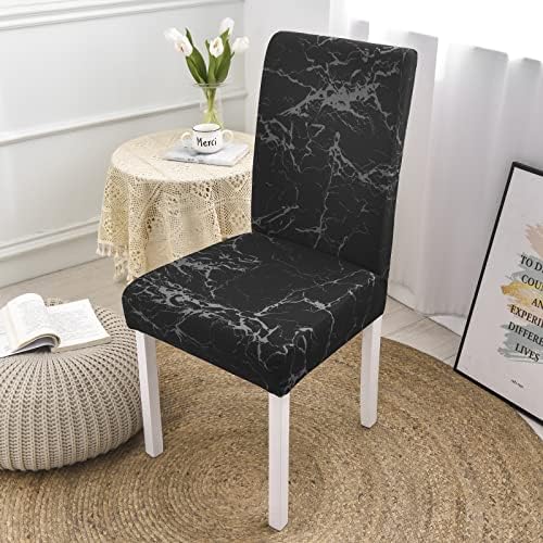 Stretch Chair Covers Set of 6 Black Marble