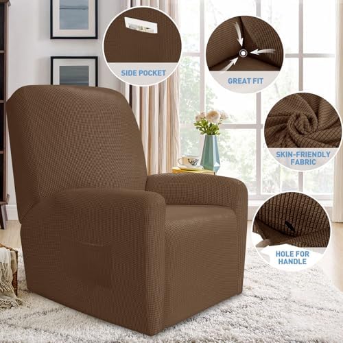 JIVINER Super Stretch Recliner Chair Covers 4 Piece Set