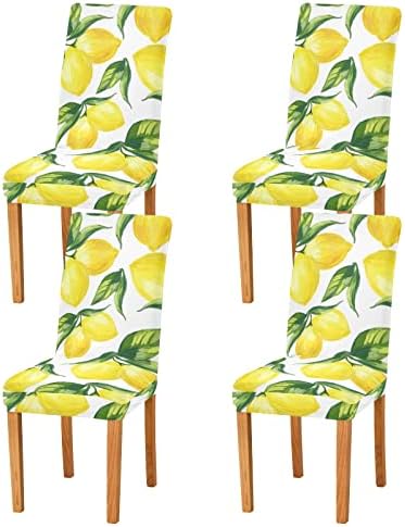 WELLDAY Dining Chair Covers 4PCS Yellow Lemons