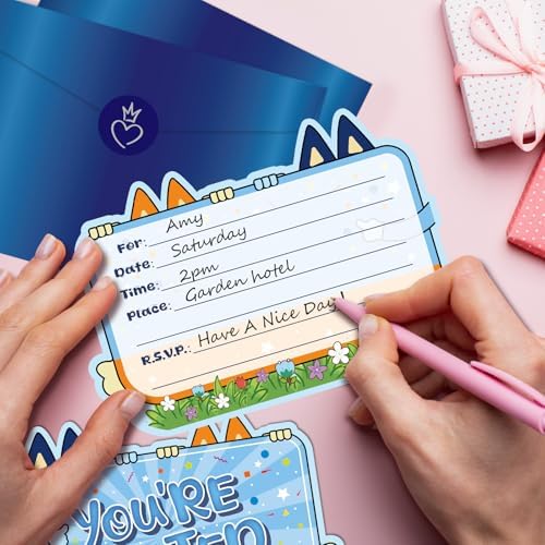 QAMEGX Dog Birthday Invitations 20Pcs Cartoon Fun Cards