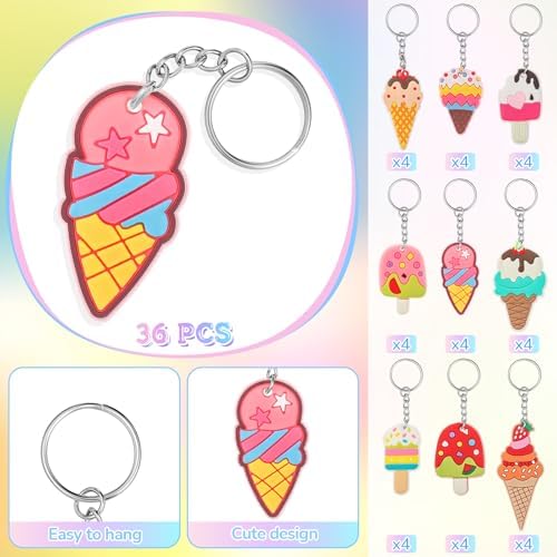 Sasylvia 36 Pcs Ice Cream Keychain Party Favors 1