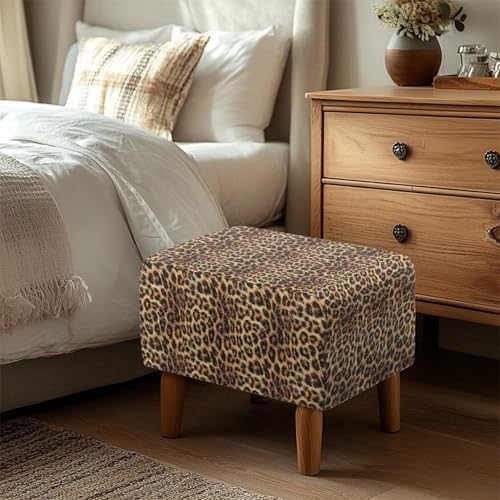 Talayituse Brown Leopard Print Stretch Velvet Stool Cover 1