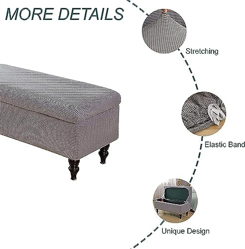 OWOW Rectangle Stretch Storage Ottoman Bench Slipcover 1