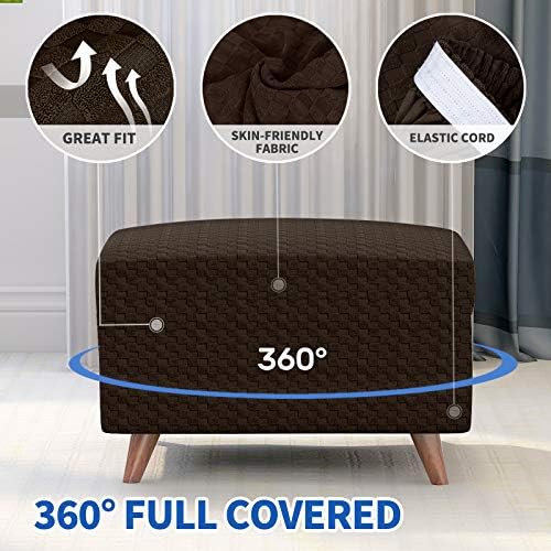 MAXIJIN Elastic Jacquard Ottoman Slipcover with Thick Fabric