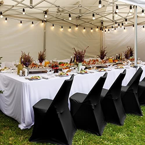 Tudomro 50 Pcs Black Polyester Spandex Chair Covers