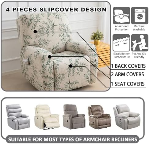 CRFATOP Recliner Slipcovers with Arms 4 Piece