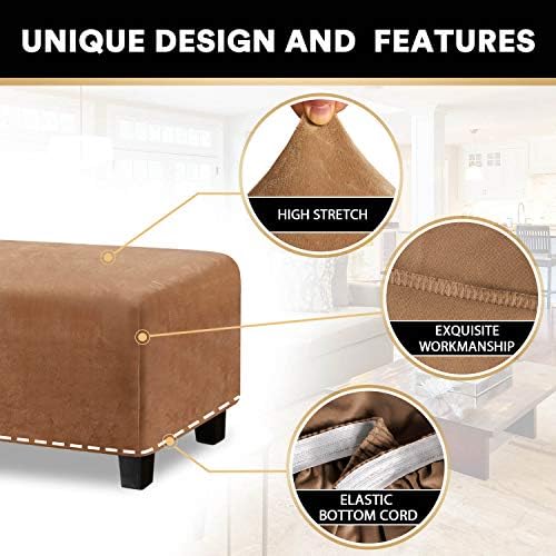 PrinceDeco Velvet Plush Stool Cover Large Camel