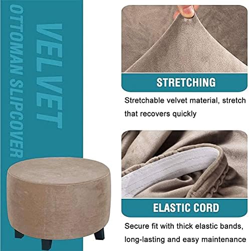 Velvet Stretch Ottoman Slipcover for Living Room