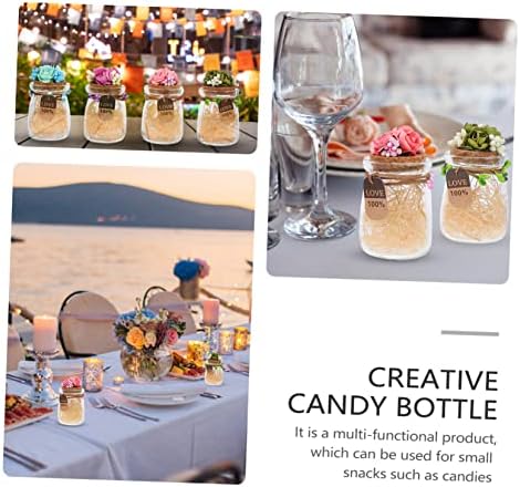 PRETYZOOM 4pcs Glass Candy Bottles for Wedding Favors and Storage