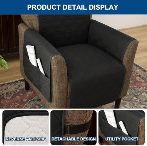 HAOYONG 100 Waterproof Armchair Cover 20 Inch Black