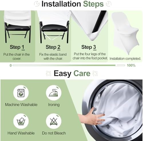 EMART 10pcs Folding Chair Covers White