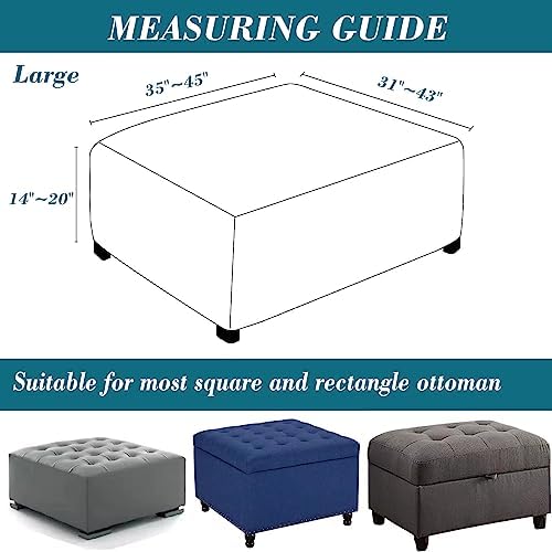 HFCNMY Square Ottoman Slipcover with Elastic Bottom Beige