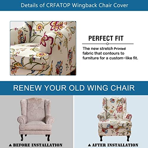 CRFATOP 2 Piece Stretch Wingback Chair Covers