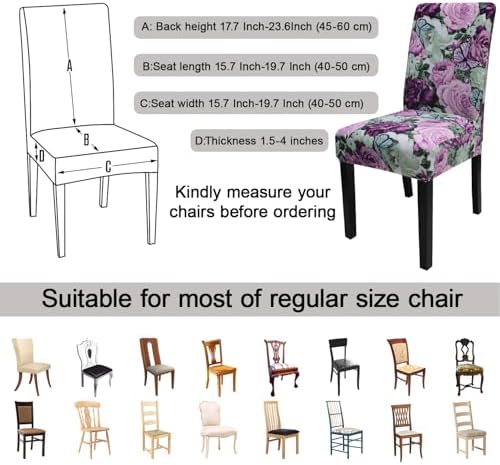 JQinHome Butterflies Chair Covers Set of 4 for Dining Room