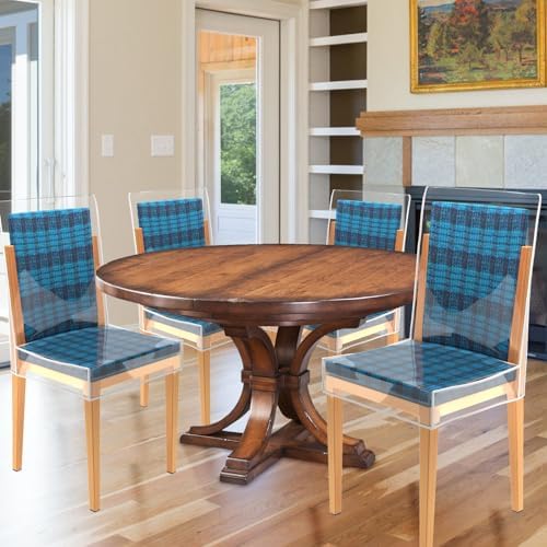 Cosmos 4 Pcs Clear PVC Dining Chair Covers with Backrests