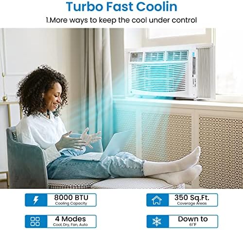 8000 BTU Window Air Conditioner for 350 Sq Ft Room