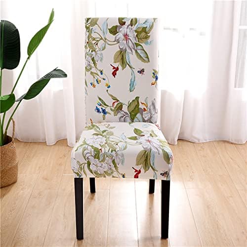 Lalluxy Stretchy Dining Chair Slipcovers Set of 4 Beige Flowers II