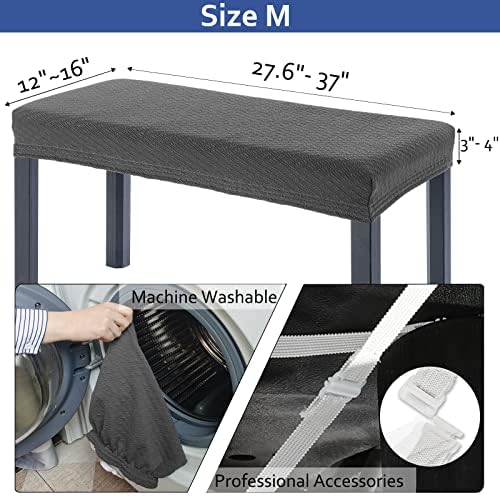 BUYUE Luxury 2-Person Piano Bench Cover Stretch Jacquard Washable Rectangle M Grey