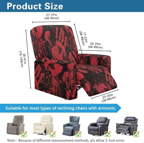 Blood Recliner Slipcovers with Arms 4 Piece Furniture Protector