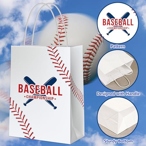 16 PCS Baseball Tote Bags with Handles
