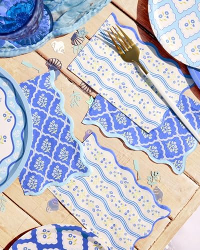 Coastal Wavy Floral Napkins - 24 Pack 3-Ply