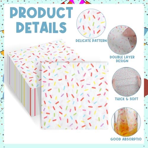 100 Pcs Sprinkles Napkins 2 Ply Disposable for Baby Shower Birthday Party