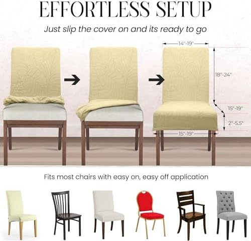 Waterproof Dining Chair Covers Set of 6 Beige