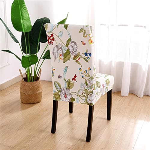 Lalluxy Stretchy Dining Chair Slipcovers Set of 4 Beige Flowers II
