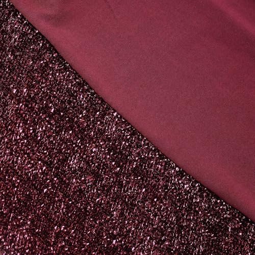 Efavormart Burgundy Spandex Chair Covers with Glittering Back and Foot Pockets