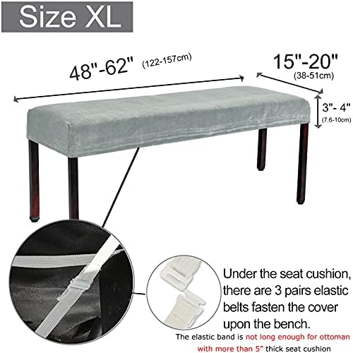 SINOSSO Soft Velvet Bench Cover for Rectangular Chairs XL Dark Grey