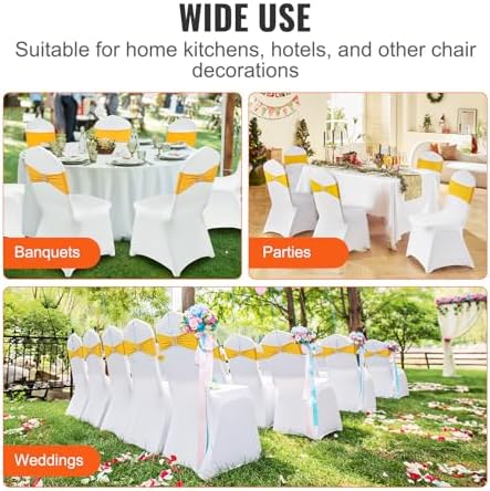 VEVOR Stretch Spandex Chair Covers 30 Set Gold White 1