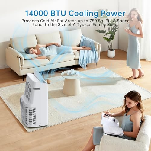 14000 Btu Portable Air Conditioner with Fan and Dehumidifier