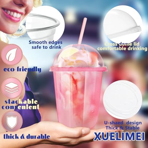 16oz Disposable Stemless Glasses With Dome Lids and Straws