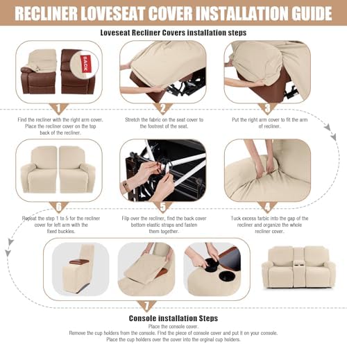 Vansofy Recliner Loveseat Cover with Console