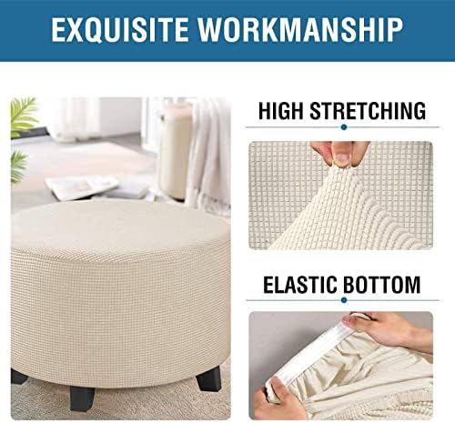 ZIKY Round Ottoman Slipcover Beige XL