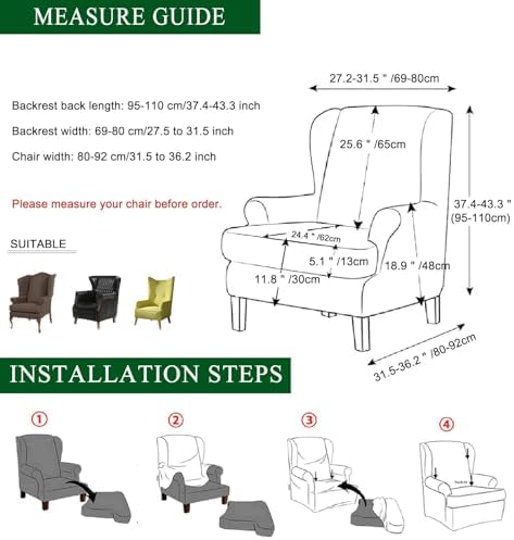 CRFATOP 2 Piece Stretch Wingback Chair Covers