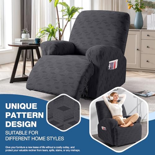 TAOCOCO Recliner Chair Cover 3-Piece Set Charcoal Gray