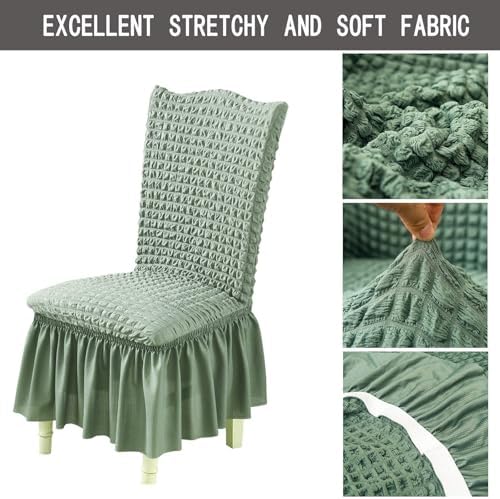 Qubjus Dining Chair Covers Set of 6 Stretchable Washable with Skirt