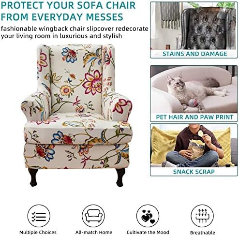CRFATOP 2 Piece Stretch Wingback Chair Covers