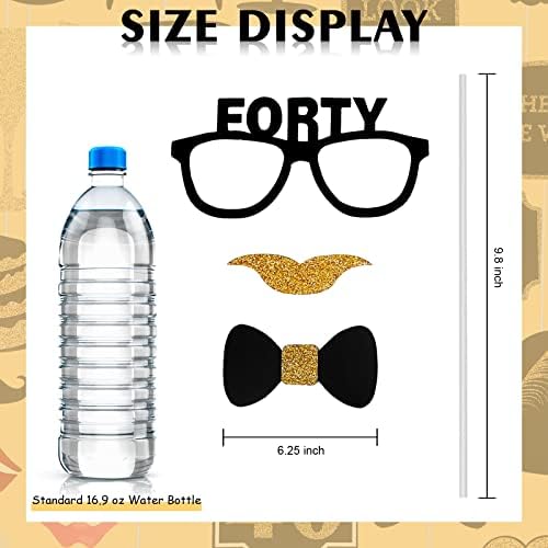 40th Birthday Photo Booth Props 41Pcs Gold Red Decor