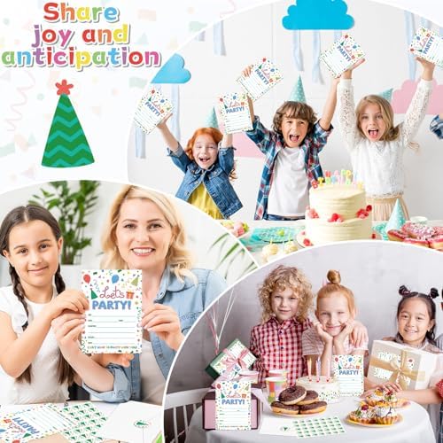 30 Packs Rainbow Dot Party Invitations with Envelopes