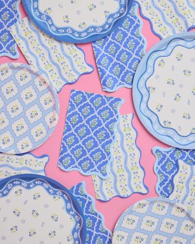 Coastal Wavy Floral Napkins - 24 Pack 3-Ply
