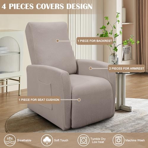 SearchI Recliner Slipcover 4 Piece Taupe