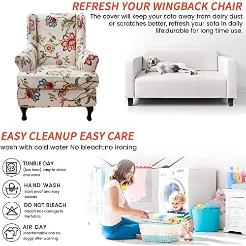 CRFATOP 2 Piece Stretch Wingback Chair Covers